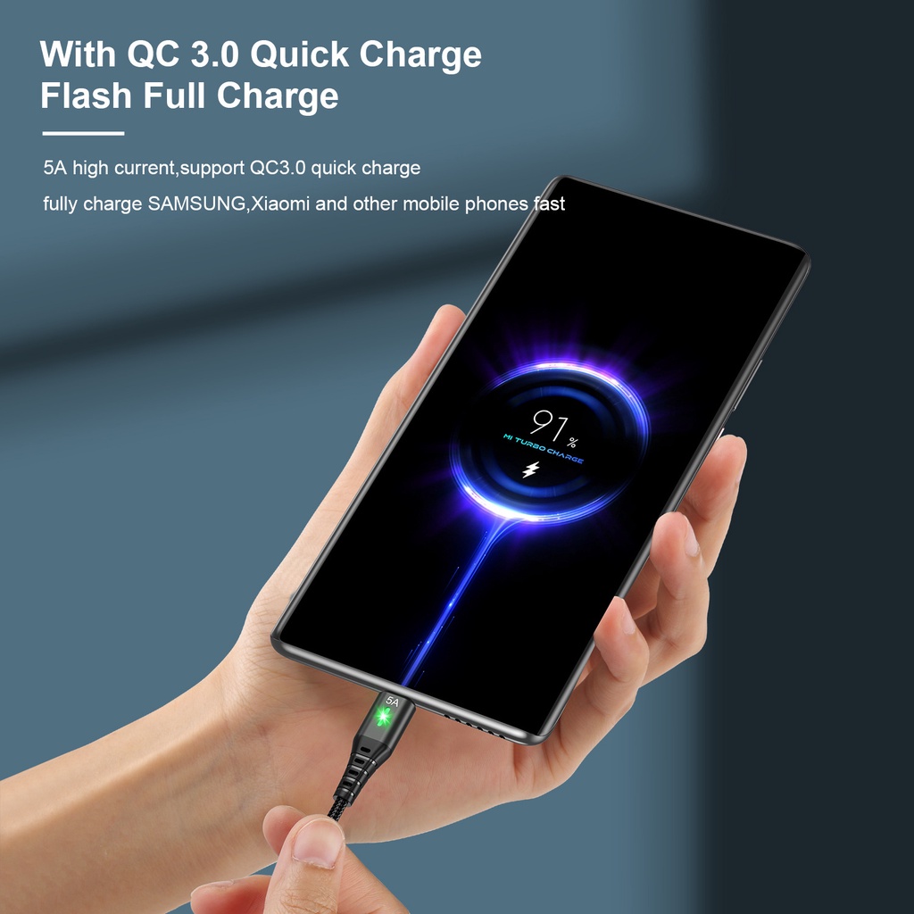 Kabel Data / Charger Usb Tipe-C 5A Fast Charging Untuk Iphone / Android