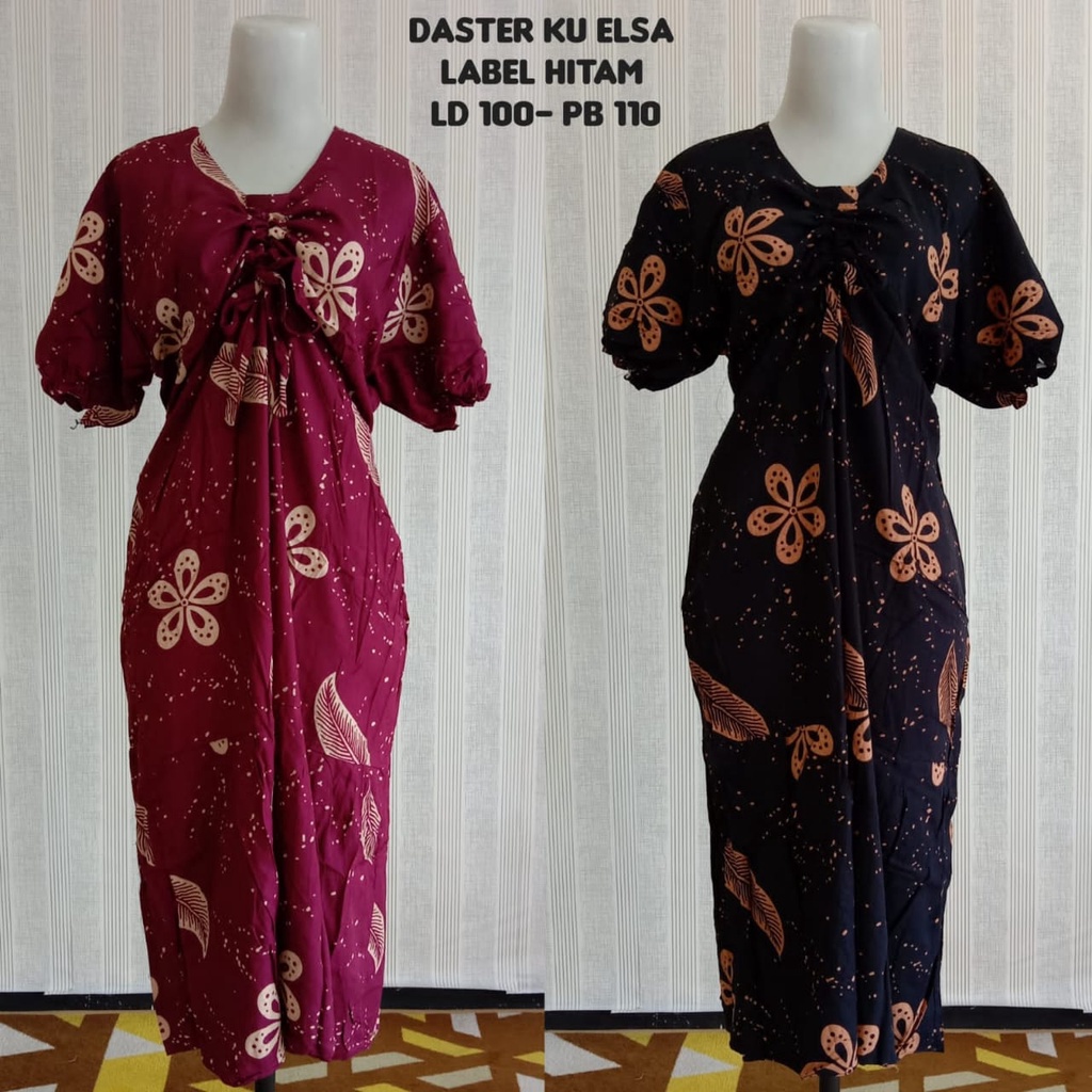 Daster Batik Kencana Ungu Model Elsa Label Hitam