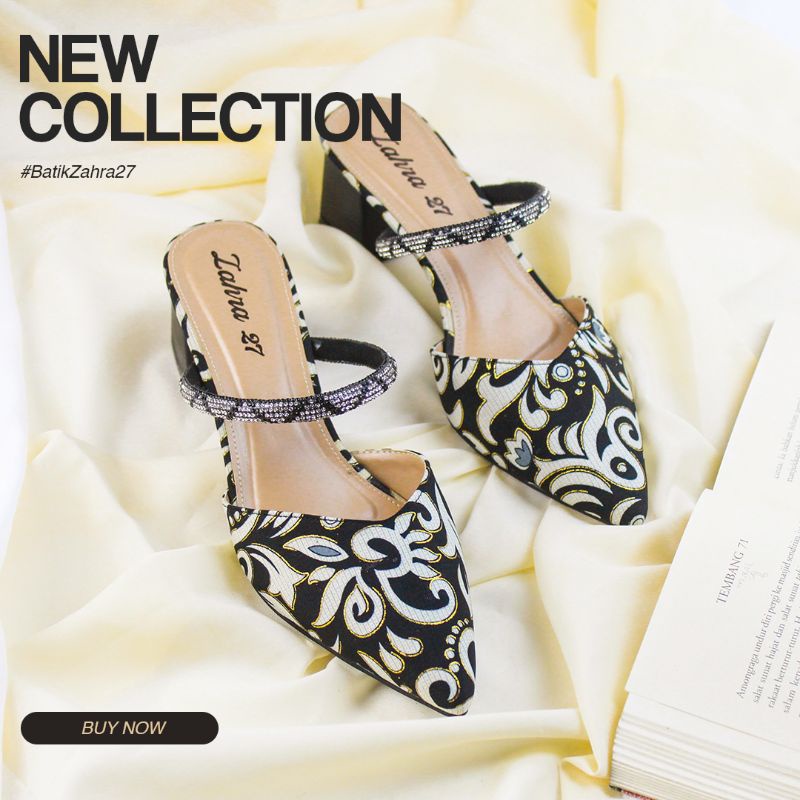 Zahra Heels TOKOZAHRA27 Block Heels Hak Sedang 5cm Mules Selop Hak tahu sepatu Wisuda Wedding shoes sepatu Imlek batik kekinian Elegant Sepatu Natal sepatu sandal pesta Lebaran Wanita