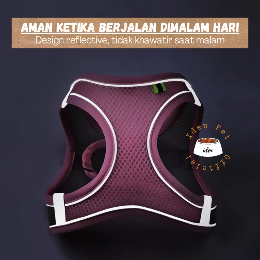 Harness Kucing Kecil Tali Tuntun Rompi Anjing Besar Harnes Hewan Anti Panas Dog Cat Hernes