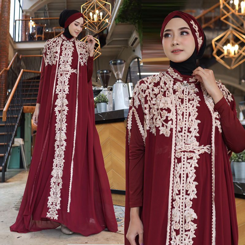 Kaftan Dewi Joda Bordir Payet Free Manset Gamis dan Ciput Original Butik