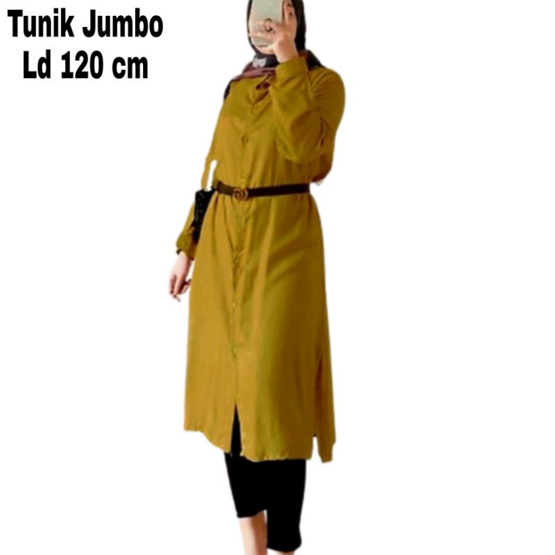 Baju Tunik Jumbo Ld 120 cm Busui Bumil Bahan Moscrepe Atasan Oversize Kemeja Tunik Wanita Dewasa Big Size Terbaru 2023 Kekinian Murah qila