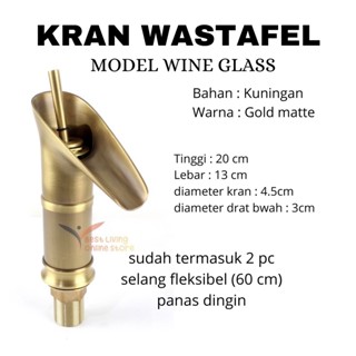 Kran Wastafel Model Wine Glass Brass Gold Kran Antik Kran Unik 20cm