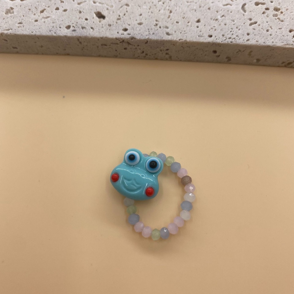 Cincin Elastis Handmade Desain Kartun Kodok Kecil Untuk Wanita