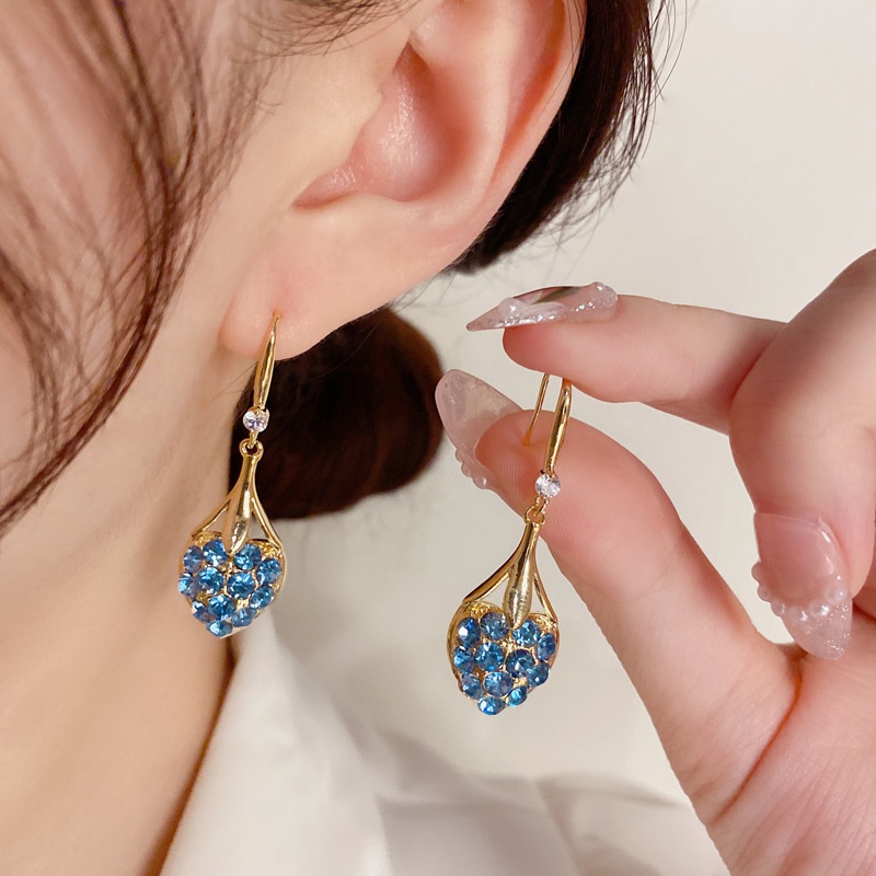 Anting Kait Bentuk Hati Water Drop Bahan Zirkon Untuk Wanita