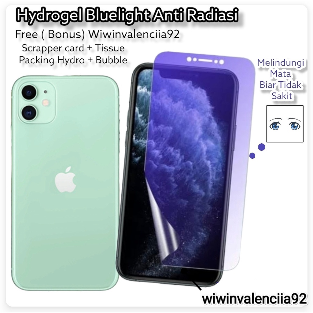 Hydrogel Blue ray Light iPhone 13 12 Pro 11 Pro 14 14 Plus 13 Pro Max 12 Mini 11 Promax Hidrogel Full Cover-Ful Coverage Bluelight Biru Glossy-Glosy Bening/Matte Jelly-Jel Hydro Antigores-Anti Gores Transparan-Transparent Tipis-Bagus-Laris 12Pro 13Pro