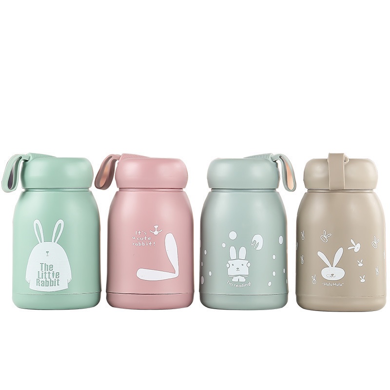 Botol Minum Kaca Bening Kelinci Imut 330ml BTL-NICE