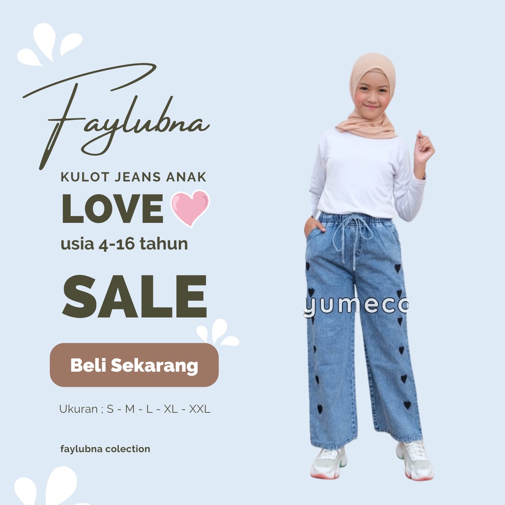 CELANA KULOT JEANS ANAK 4-16 TAHUN / KULOT JEANS ANAK PEREMPUAN / JEANS KULOT ANAK TANGGUNG