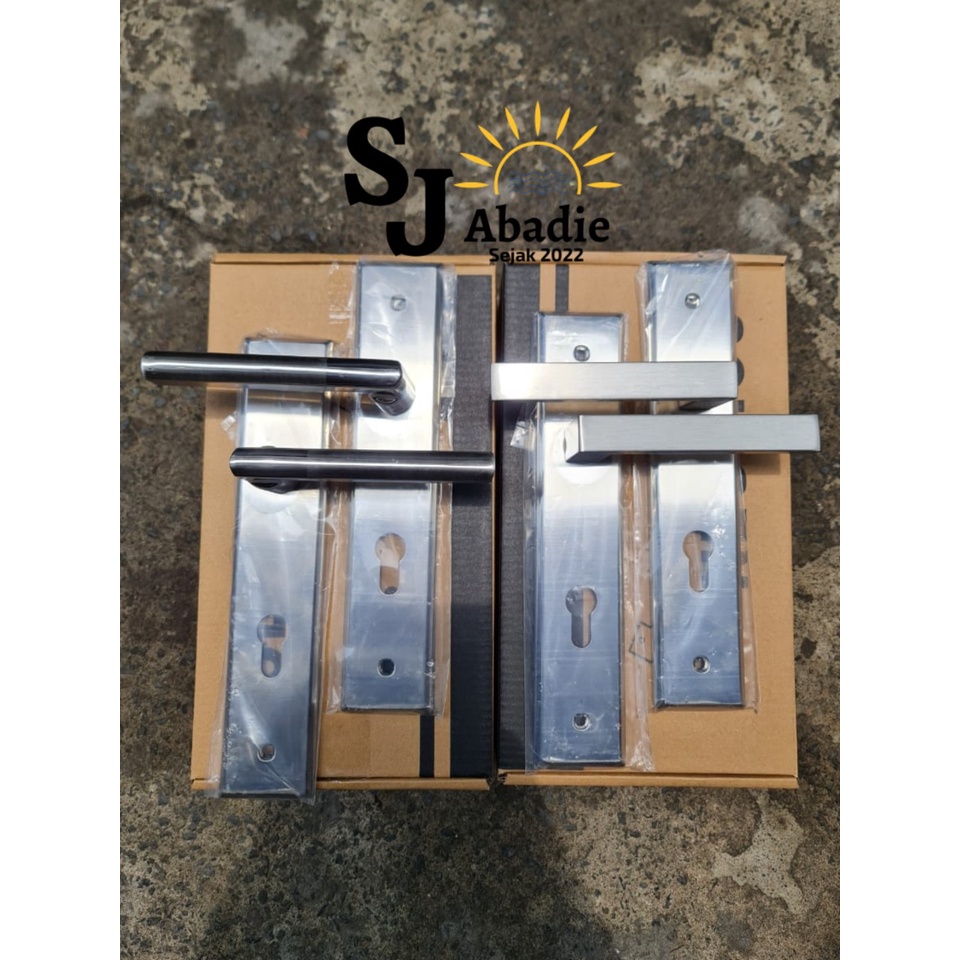 (1 SET) SOLIGEN Handle Gagang Kunci Pintu Plat Tanpa Body Bulat / Kotak | SJ ABADIE |