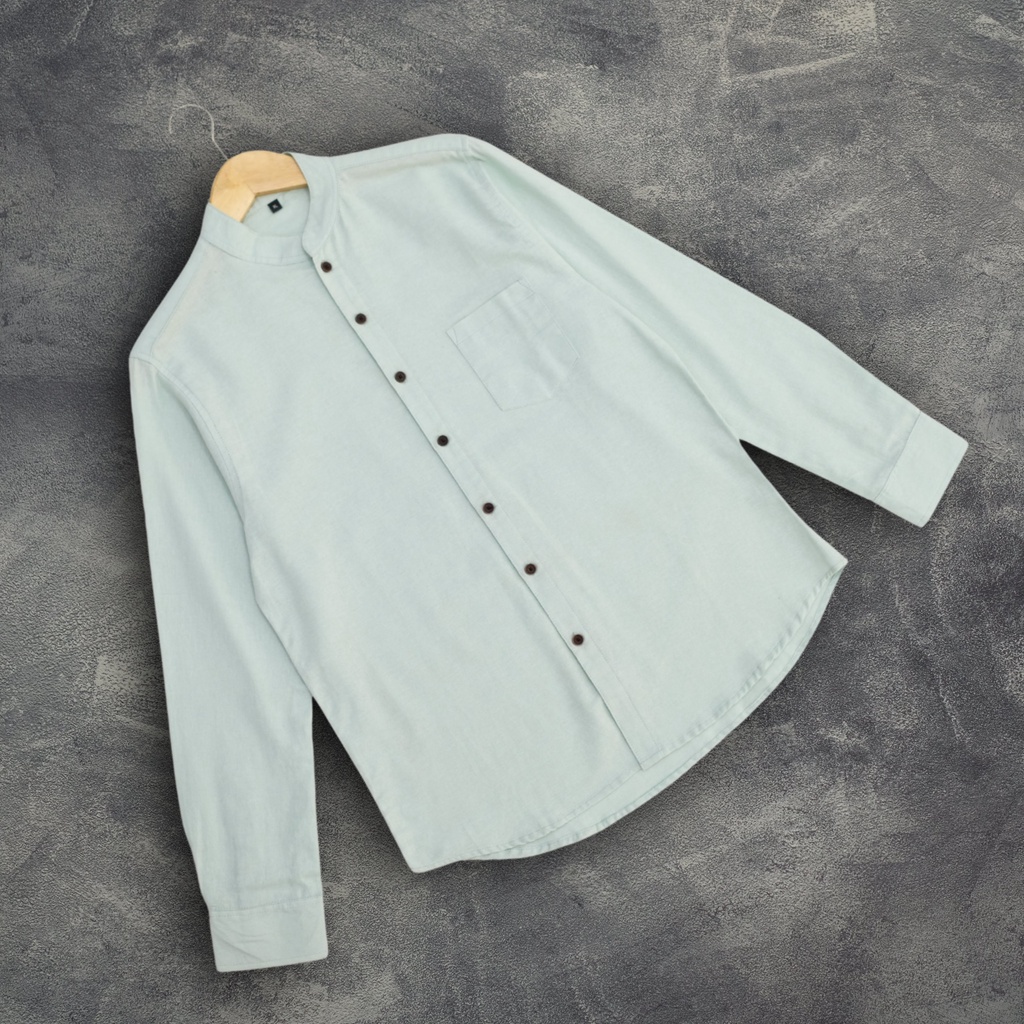 SIJI  Kemeja Panjang Koko Shanghai Pria Kareem Mint Green