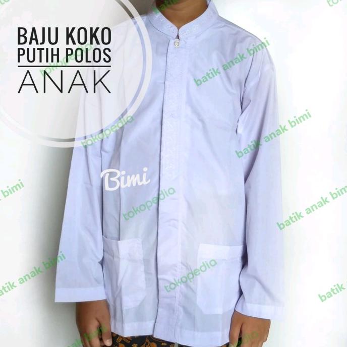 baju koko putih anak laki laki lengan panjang SD SMP
