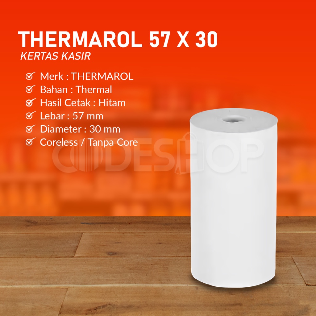 KERTAS EDC THERMAL - THERMAL 57 x 30 - 58 X 30 CORELESS UNTUK PRINTER BLUETOOTH