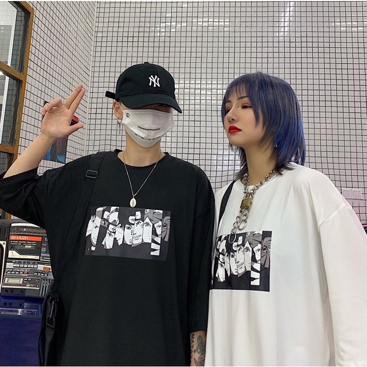 BRIGO Kaos Oversize Naruto Gradasi Cool Black white Anime II Kaos Jumbo Size Pria &amp; Wanita II Kaos Oversize Print DTF
