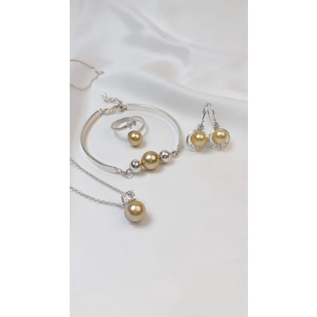 Mutiara Lombok Asli | Set aksesoris perak asli mutiara air laut