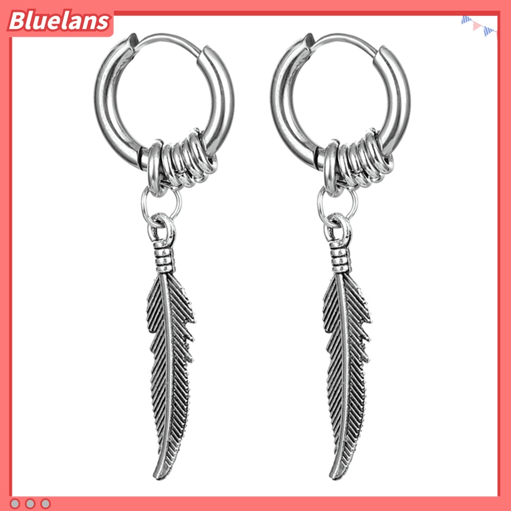 1 Pasang Anting Tindik Bentuk Bulu Bulat Kecil Gaya Vintage Untuk Aksesoris Perhiasan