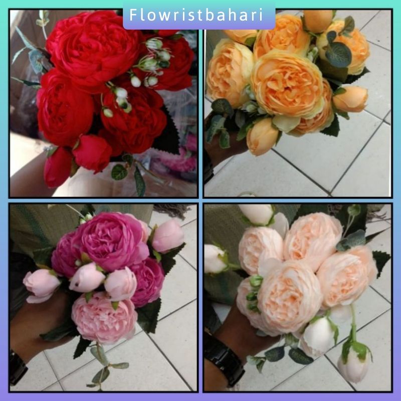 Bunga Mawar Peony hias artificial  Garden Rose 1 Lusin