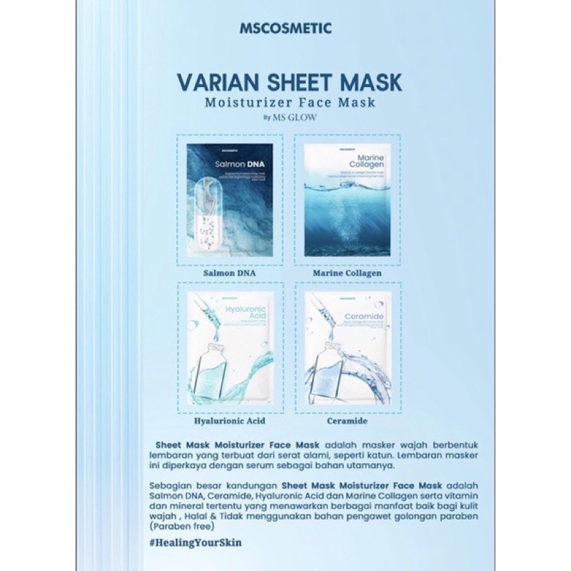 MS Glow Sheet Mask | Salmon DNA | Ceramide | Marine Collagen | Hyaluronic Acid Mask