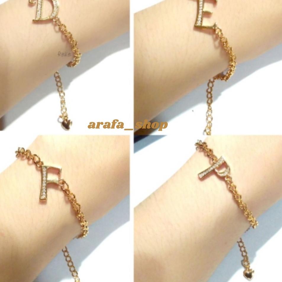 Model Limited Gelang Huruf - Gelang Huruf Titanium - Gelang Huruf Inisial - Gelang Titanium Wanita A