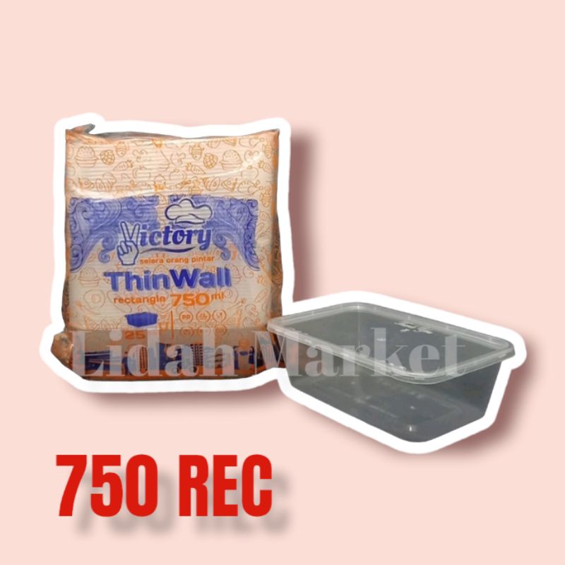 Thinwall Kotak 750ML (25) Victory Persegi Panjang Plastik Rec Rectangel Wadah Makanan Tempat Makan Salad Buah Food Container Food Grade