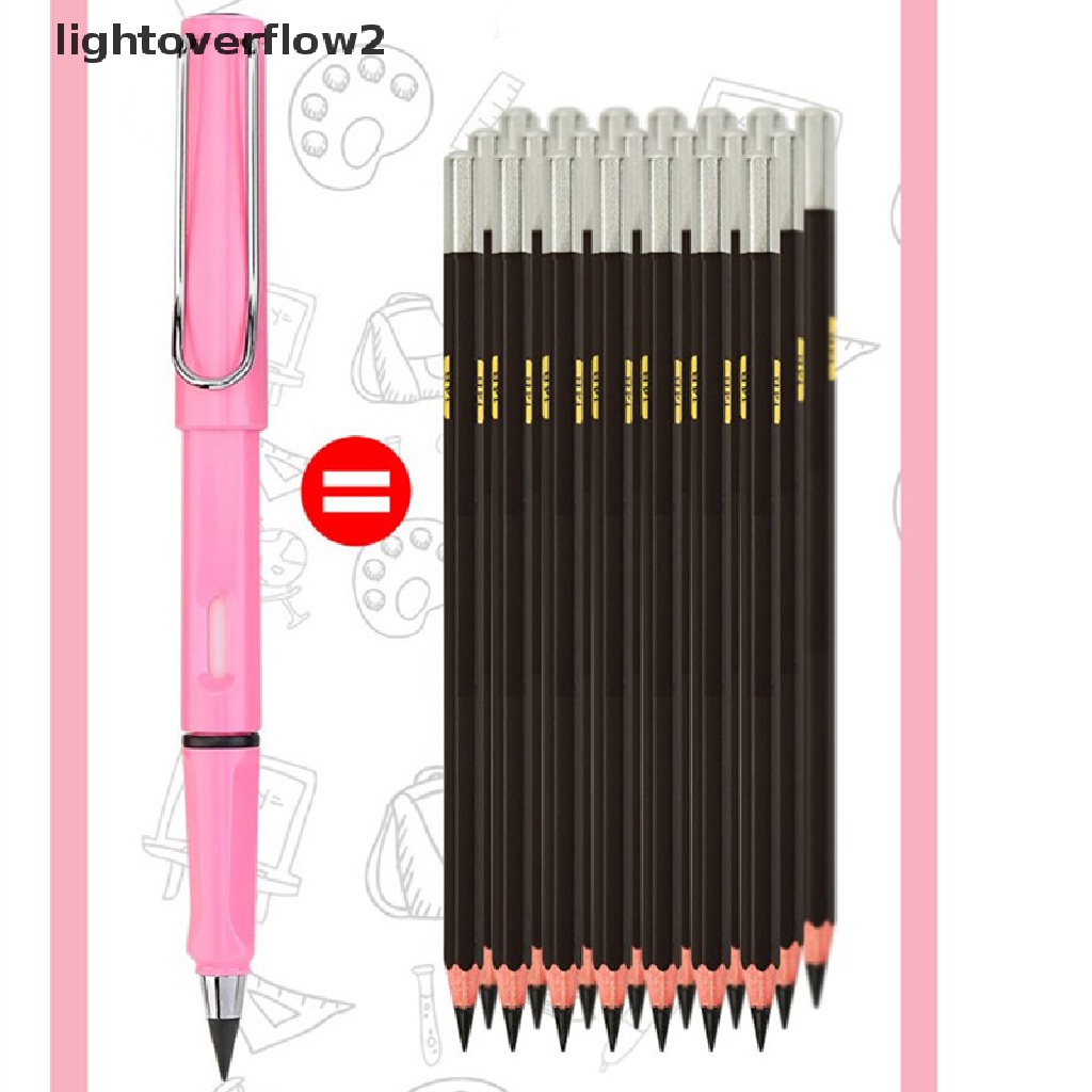 (lightoverflow2) 8pcs / Set Pensil Eternal Tanpa Tinta Untuk Menulis