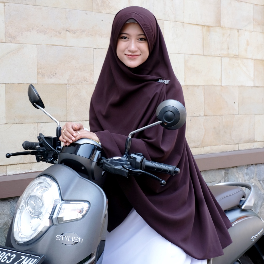 Syahida (L) | Bergo Khimar Jilbab Hijab Daily Syar’i Panjang Jumbo Tebal Instan Bahan Wollycrepe Premium Include Cadar Model Pet Antem By Syar’ee Fashion