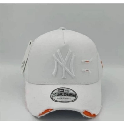 COD Topi Baseball Sobek-Sobek  Import Original Boordir NY New Era Topi Baseball Distro Premium Berbahan Rafael Denim Cakop Besi Topi Pria Wanita Putih-Hitam Abu-Loreng Unisex