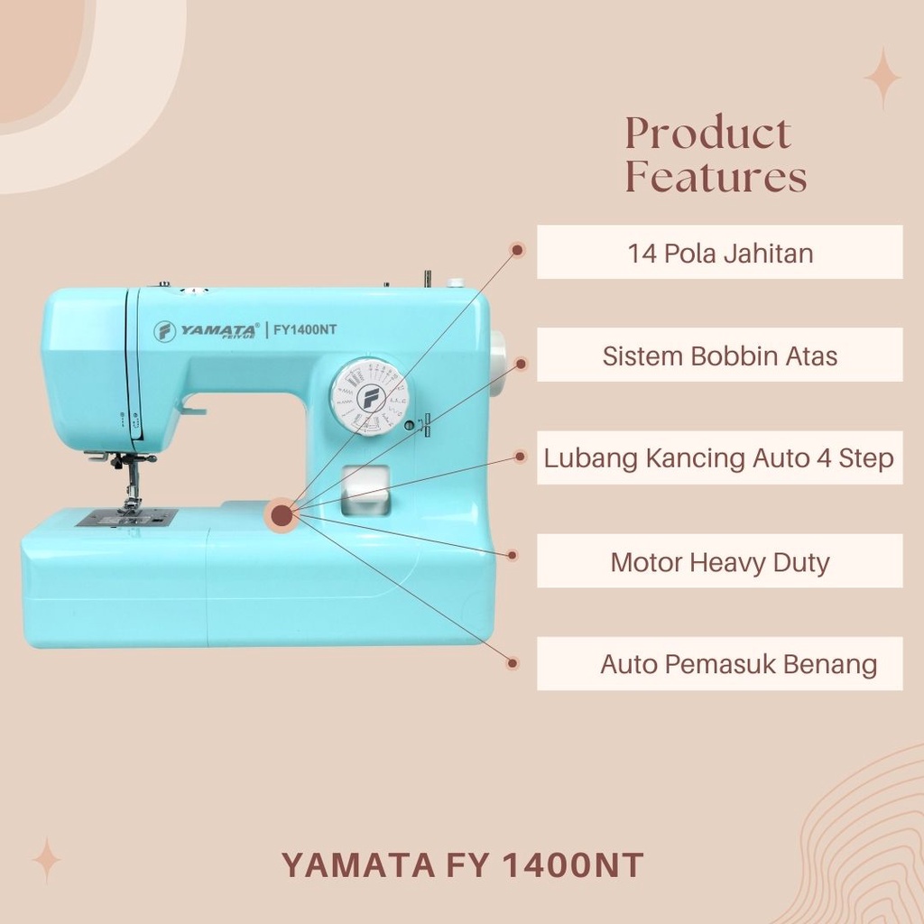 YAMATA FY1400NT / FY 1400NT Mesin Jahit Portable Multifungsi