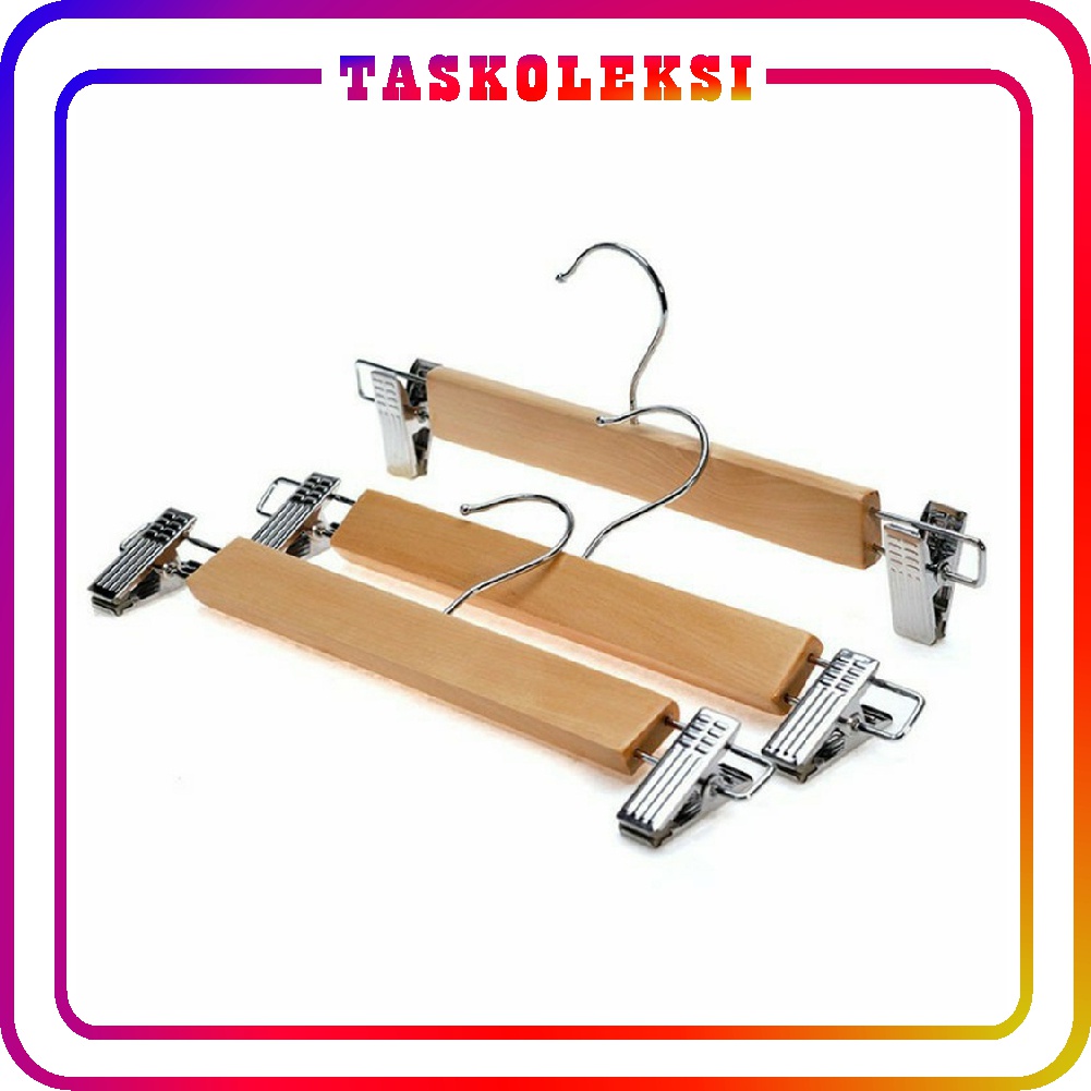 ☛TK☚ Hanger Jepit Kayu Metal Clip Dewasa R671