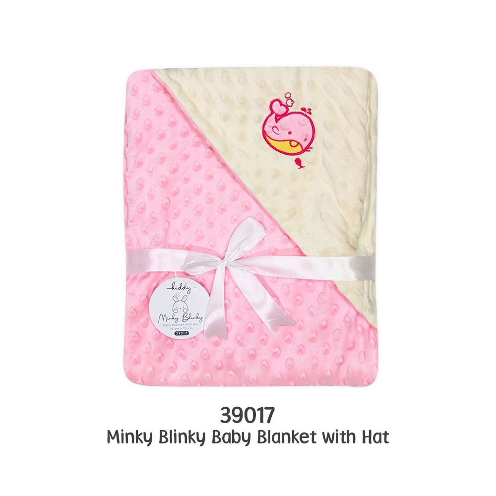 Kiddy Selimut Bayi Topi / Bedong Bayi Topi / Minky Blinky Baby Blanket With Hat