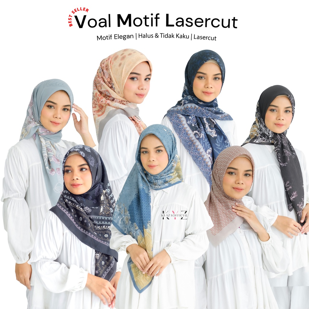 Hijab Segiempat Voal Motif Lasercut, Voal Motif Premium (PART 2)