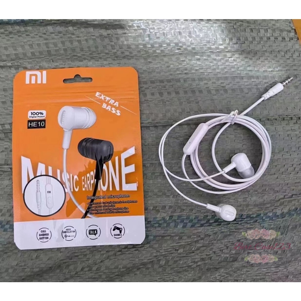 Hf Headset earphone headsfree brand HE10 extra BASS oppo Samsung vivo xiaomi realme + MIC bisa telepon an suaranya mantap BC6688