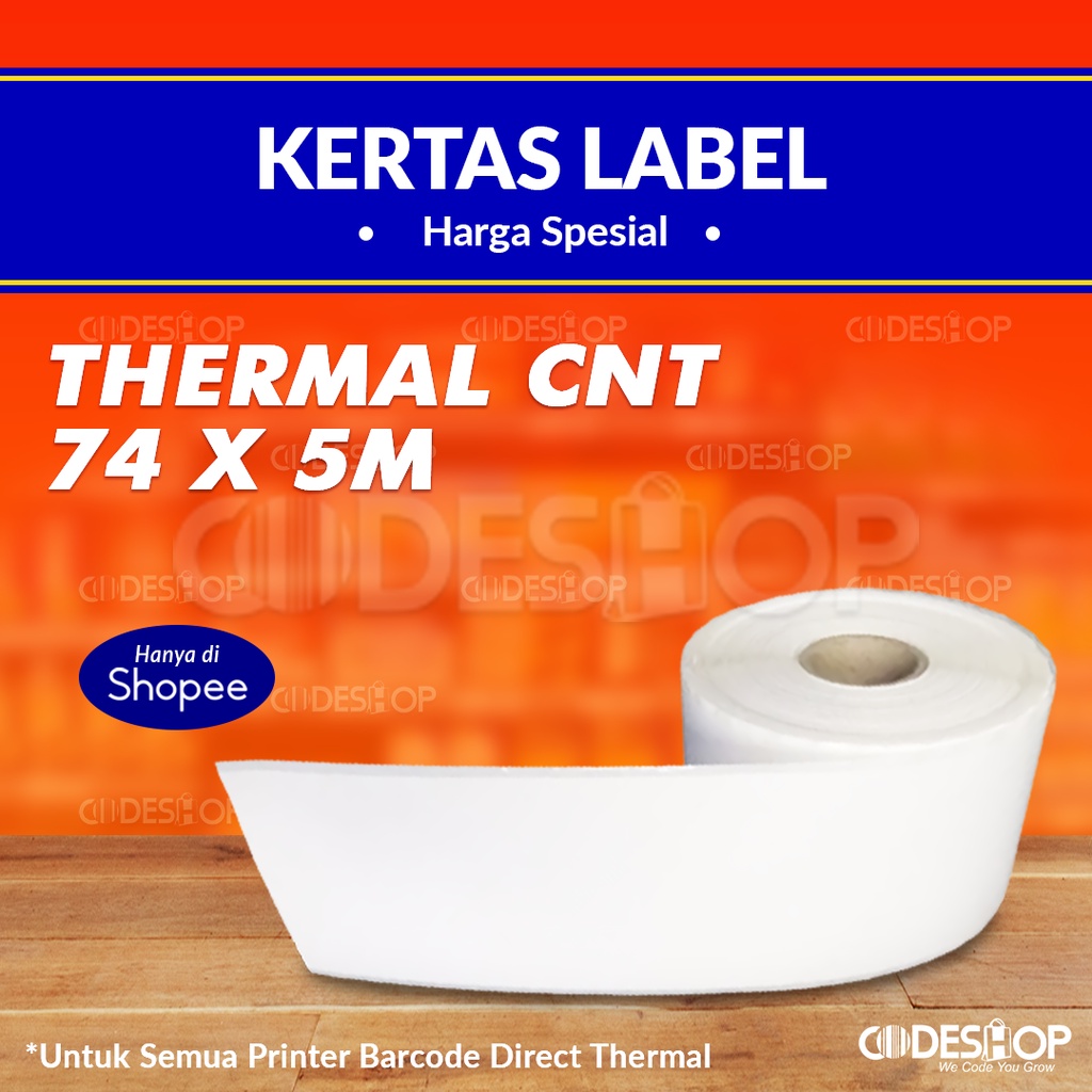 Label Barcode 74x5m Continuous Sticker Thermal