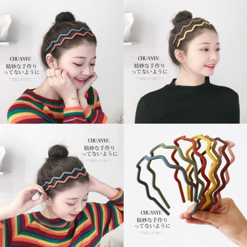 Bando Doff Gelombang 1.3cm Bando Matte Korea Zigzag Besar Bandana Ombak Wave Shaped Headband