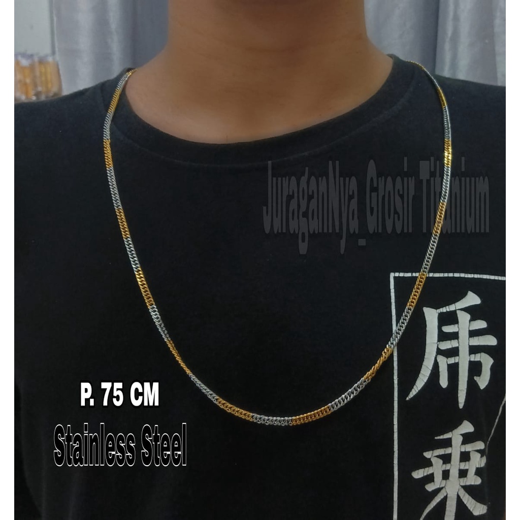 KALUNG TITANIUM RANTAI KOMBINASI MEWAH ANTI KARAT&amp;ANTI LUNTUR