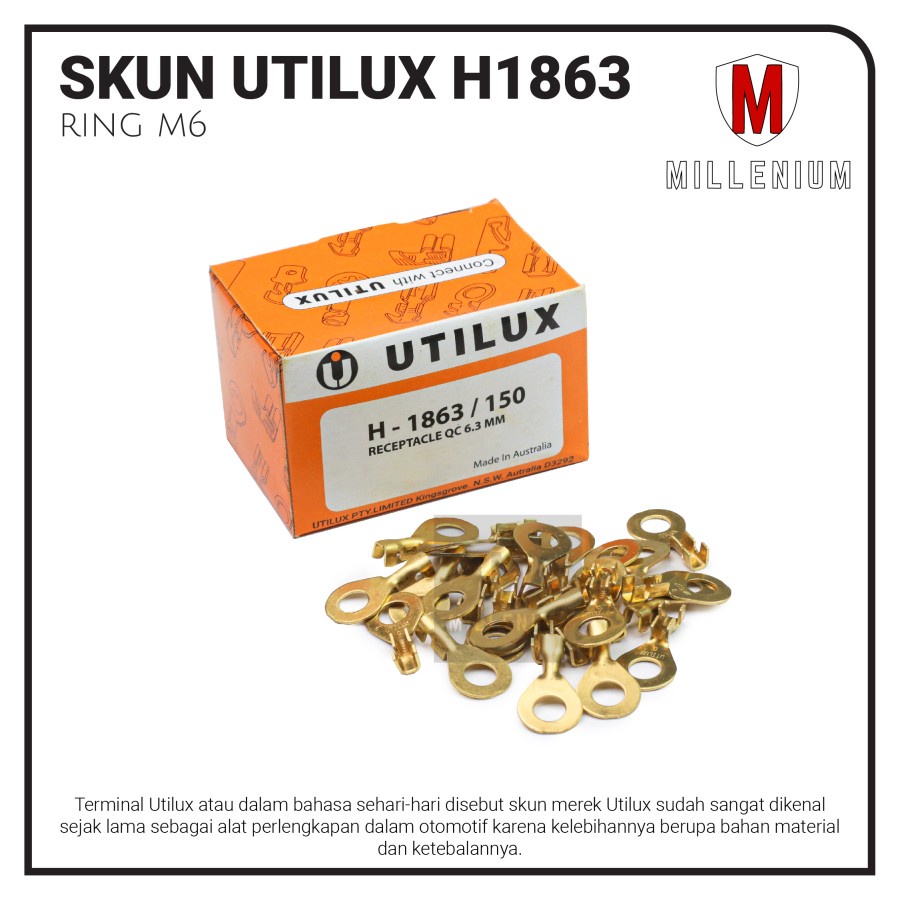 TERMINAL SKUN UTILUX RING GEPENG UKURAN BAUT 10 M6 DIAMETER 6MM H1863 ORIGINAL