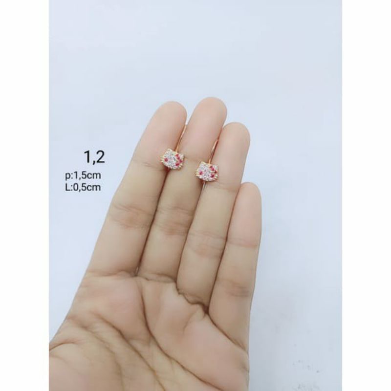 anting anak perak asli lapis emas/ anting kait hello kity mata/anting anak silver asli 925/anting kait anak fashion/anting anak terbaru