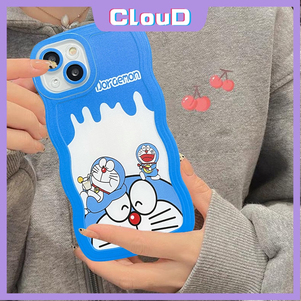 Wavy Edge Soft Tpu Kartun Milk Tea Case Realme C33 C35 C20 C25s C30 C17 C25Y C15 C21Y C12 C3 C20A C25 Realme 6i 9 10 8 7 7i 5 5i C11 2021 5s C1 Shockproof Cute Doreamon Back Cover