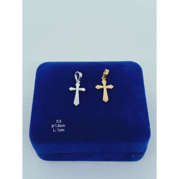 KALUNG PERAK ASLI SILVER 925 LAPIS EMAS/KALUNG BIIJILADA+LIONTIN SALIB POLOS/ASLI SILVER/FASHION WANITA TERBARU