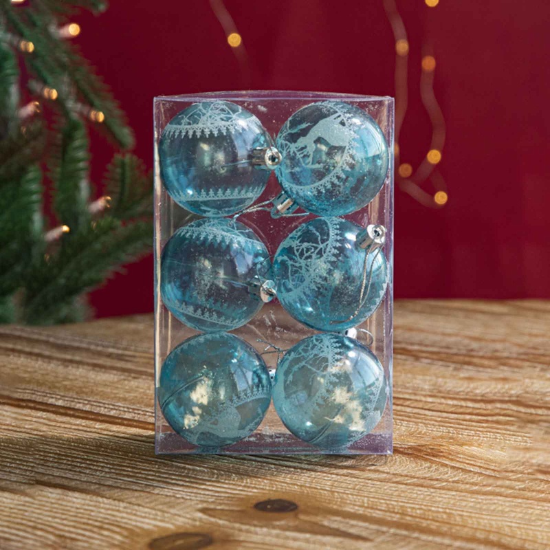 6pcs / Kotak Bola Gantung Untuk Dekorasi Pohon Natal