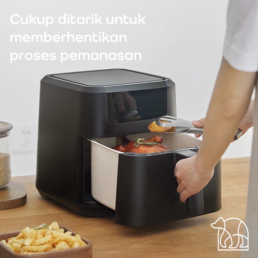 【IKONE】FURA OLAYKS Air Fryer 5L Low Power Low Watt Mesin Pengorengan Tanpa Minyak Anti Lengket Aesthetic Minimalist Modern Compact Digital Air Fryer Pelengkapan Dapur Alat Dapur Alat Masak Goreng Tanpa Minyak Perlengkapan Rumah Kitchen