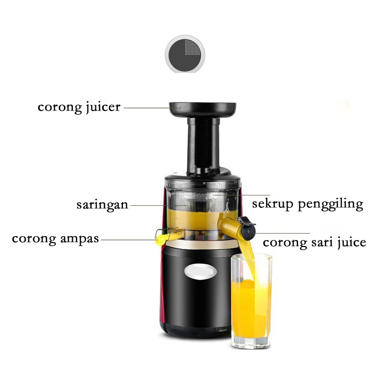 Blender Juicer Portable 99% fresh Lubang kecil 600ML slow Juicer Multifungsi-1 tahun jaminan