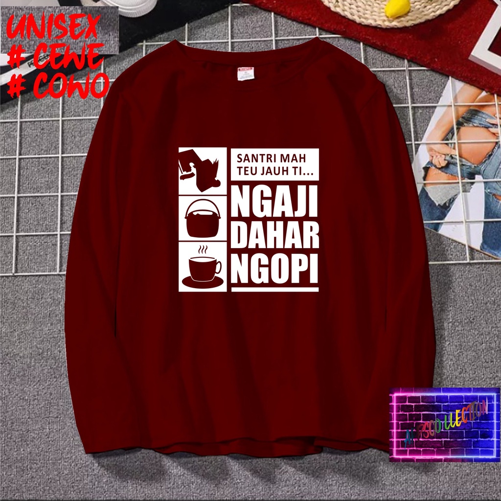 COD/ KAOS NGAJI DAHAR NGOPI SANTRI /KAOS TULISAN/KAOS SANTRI KEKINIAN/KAOS DAKWAH/KAOS ISLAM/SANTRIWATI/KAOS HITS 2022/KAOS BERGAMBAR KAOS EKSPRESI KAOS PRIA TSHIRT WANITA Santai Crew Neck V-Neck Slim-fitting Polos Setrip Hitam Putih Crew Neck