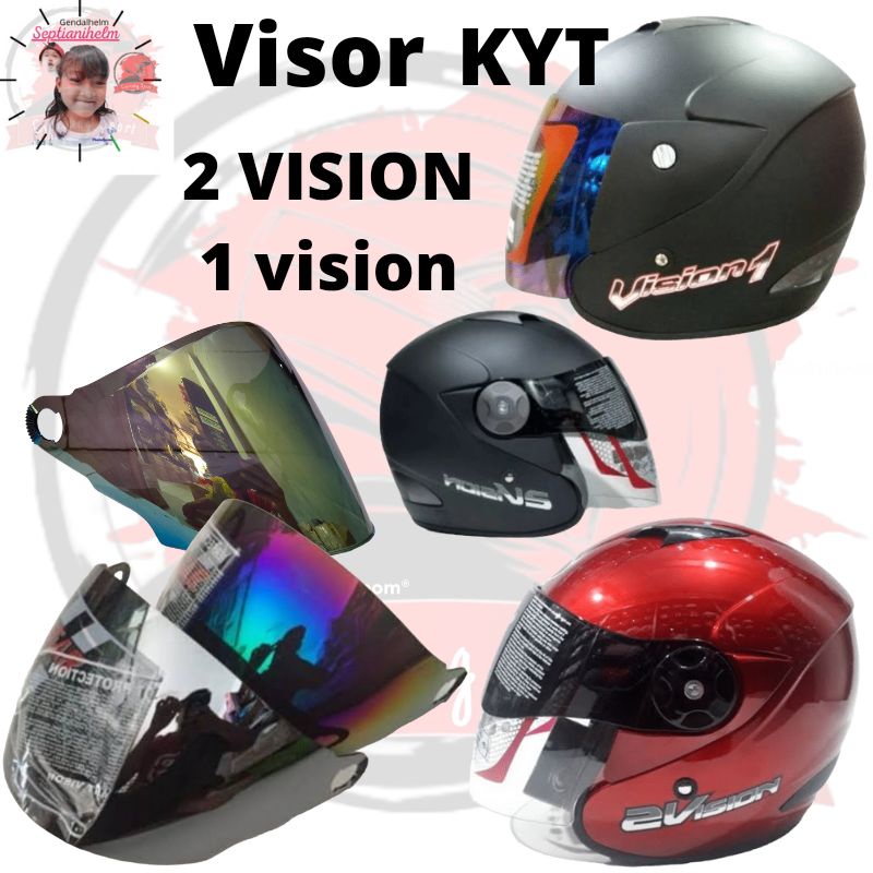 KACA helm KYT 2 VISION KYT 1vision pelangi silver smoke bening visor helmet flat