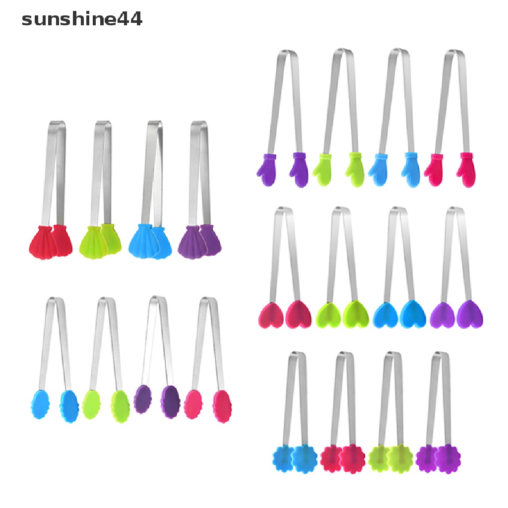 Sunshine 1Pc Penjepit Makanan Bentuk Bunga Bahan Stainless Steel + Silikon Anti slip