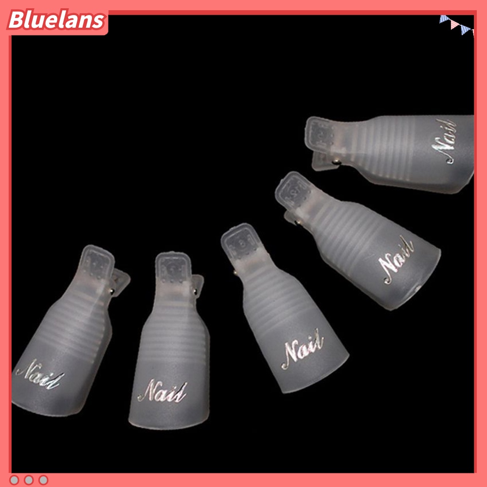 Bluelans 10Pcs Klip Cap Soak Off Penghilang Kutek UV Gel Bahan Plastik Untuk Manicure