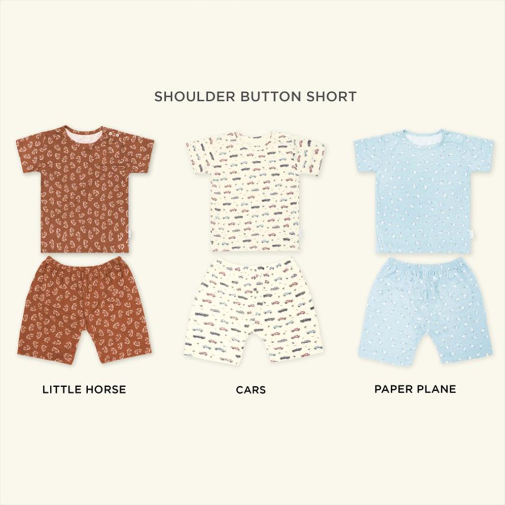 Paper Plane Little Palmerhaus  Shoulder Button Short Sleeve