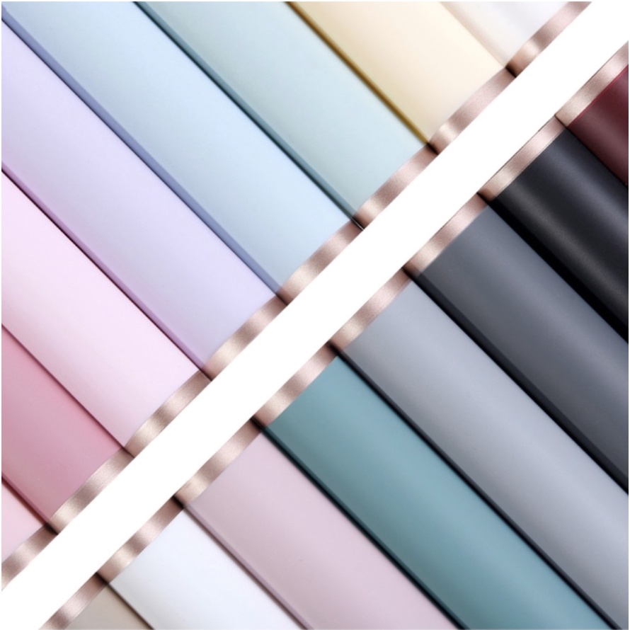 

[ECER] Flower Wrapping Gold Line Color Cellophane Florist Kertas Bunga Varian List Gold (58 x 58cm)