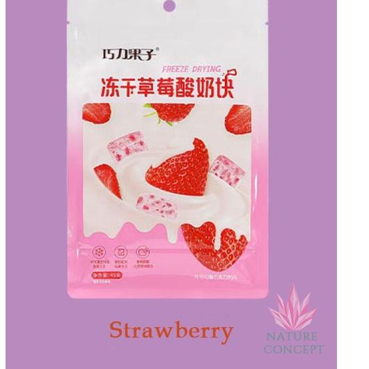 

3NYⓂ Freeze Dried Strawberry Blueberry Peach YOGURT Snack Cemilan Milk Coated Stroberi Blueberi Persik Lapis Susu Pasti Laris
