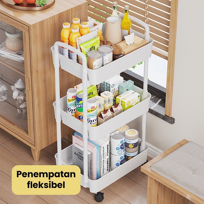 SHENAR HANA TROLLEY 3 LAYER Starlight Rak Roda Dapur Rak Susun Troli Serbaguna Rak Kamar Tidur Dapur Troli MYHOUSEHOLDD168