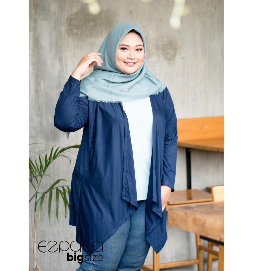 Cardigan Cardi Outer Wanita Big Size Lengan Panjang Polos Jumbo Kaos Rayon [GRH.18Oc22e]